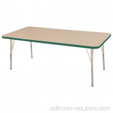 ECR4Kids 30in x 60in Rectangle Everyday T-Mold Adjustable Activity Table Maple/Maple/Green - Chunky Leg